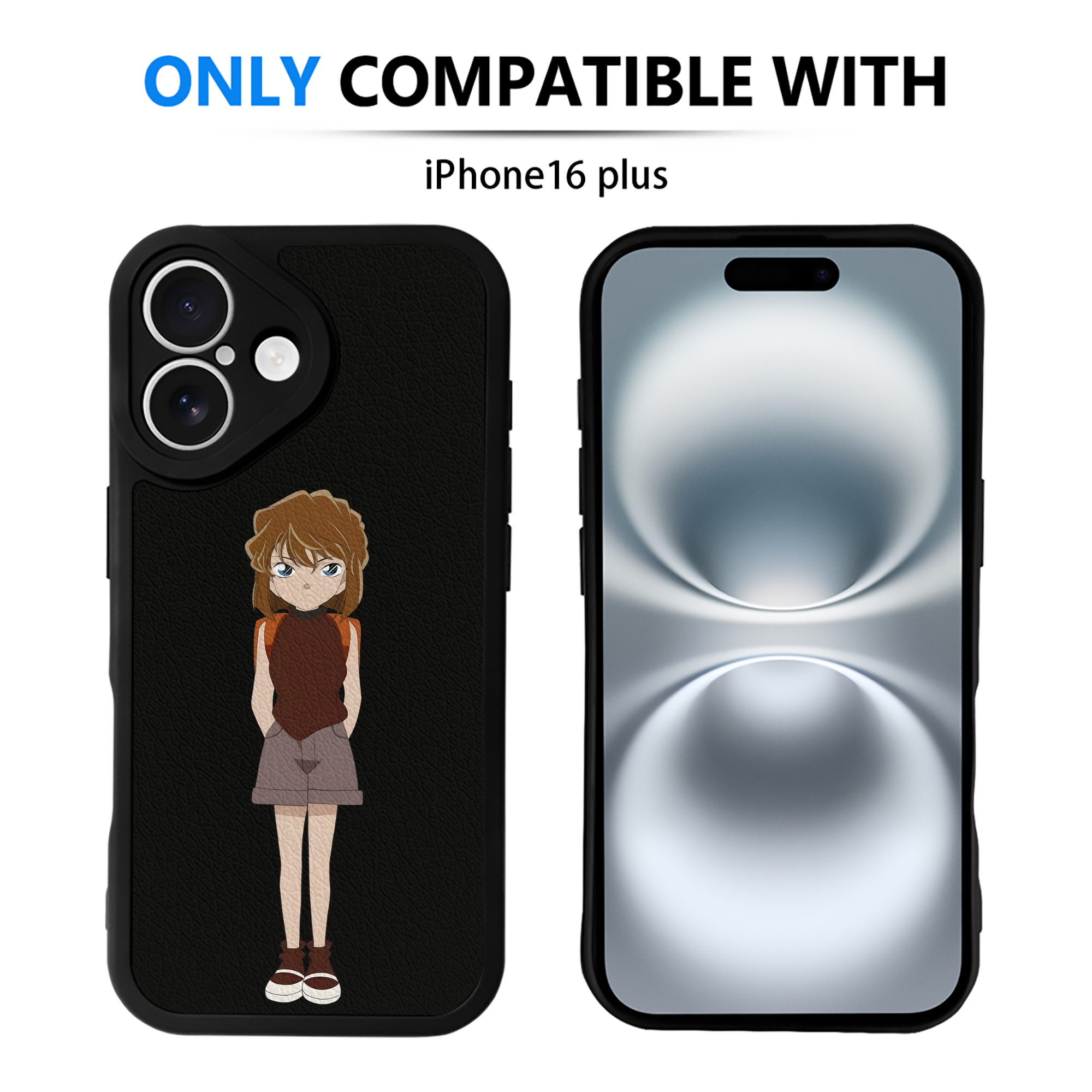 （画像用） 名探偵コナン 灰原 哀 はいばら あい Detective Conan Anita Hailey、Vi Graythorn Haibara Ai 【iPhone 16シリーズ対応】シリコンスマホケース（レザー調） 材質：シリコン